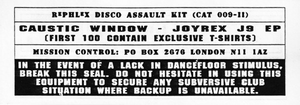 The Caustic Window – Joyrex J9 EP (1993, Vinyl) - Discogs