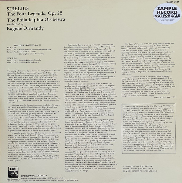 descargar álbum Sibelius Eugene Ormandy The Philadelphia Orchestra - Four Legends