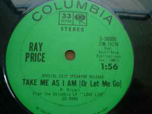 Ray Price - Take Me As I Am (Or Let Me Go) / Cold, Cold Heart album cover