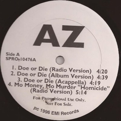 AZ – Doe Or Die (1996, Vinyl) - Discogs