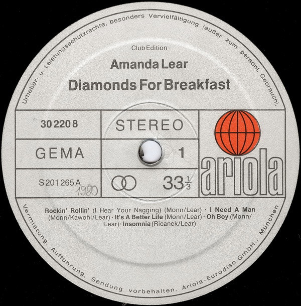 Amanda Lear - Diamonds For Breakfast | Ariola (30 220 8) - 3