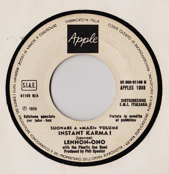 Lennon/Ono With Plastic Ono Band – Instant Karma ! (1970, Vinyl