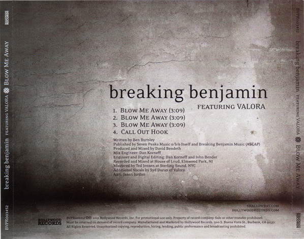 last ned album Breaking Benjamin - Blow Me Away feat Valora