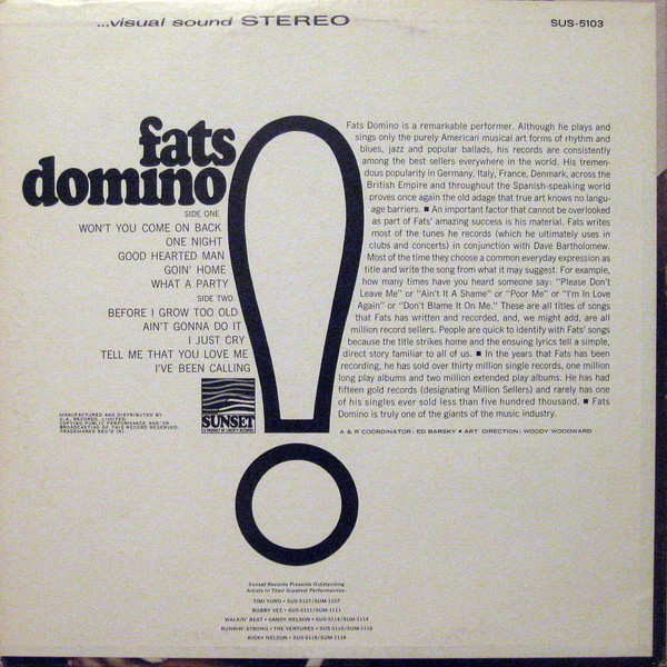 Fats Domino - Fats Domino! | Sunset Records (SUS-5103) - 2