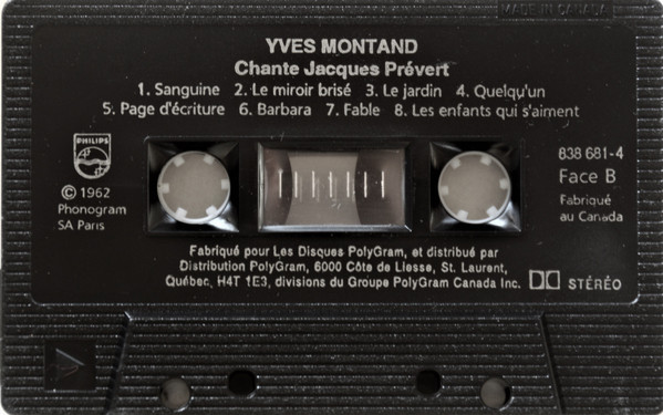 Yves Montand - Yves Montand Chante Jacques Prévert | Philips (838 681-4) - 4