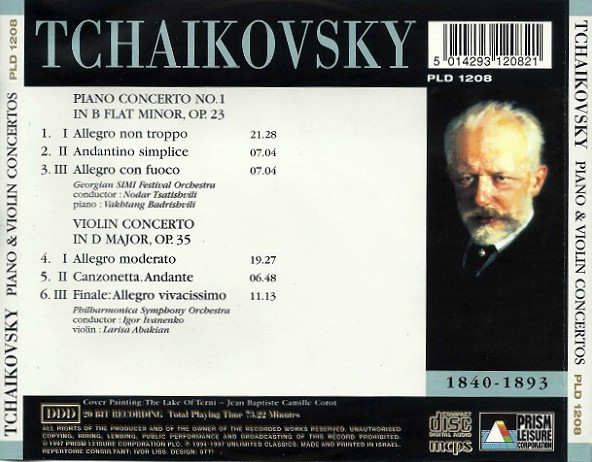 last ned album Tchaikovsky, Georgian SIMI Festival Orchestra - Piano Violin Concertos