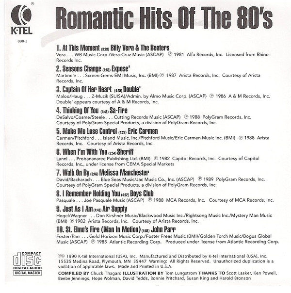 descargar álbum Various - Romantic Hits Of The 80s