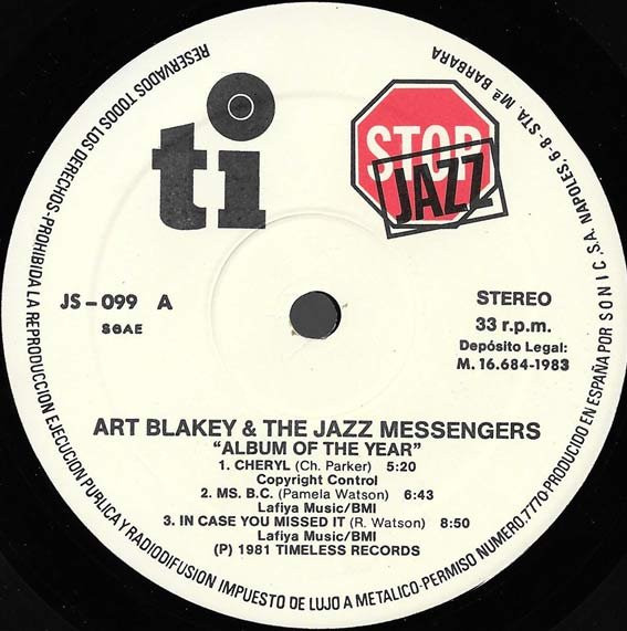 Art Blakey And The Jazzmessengers – Album Of The Year (1981, Vinyl