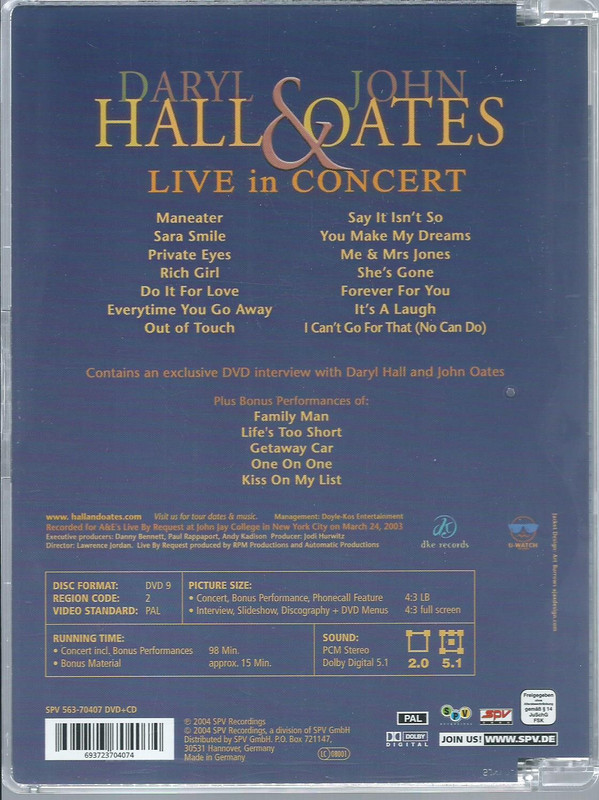 Album herunterladen Daryl Hall & John Oates - Live In Concert