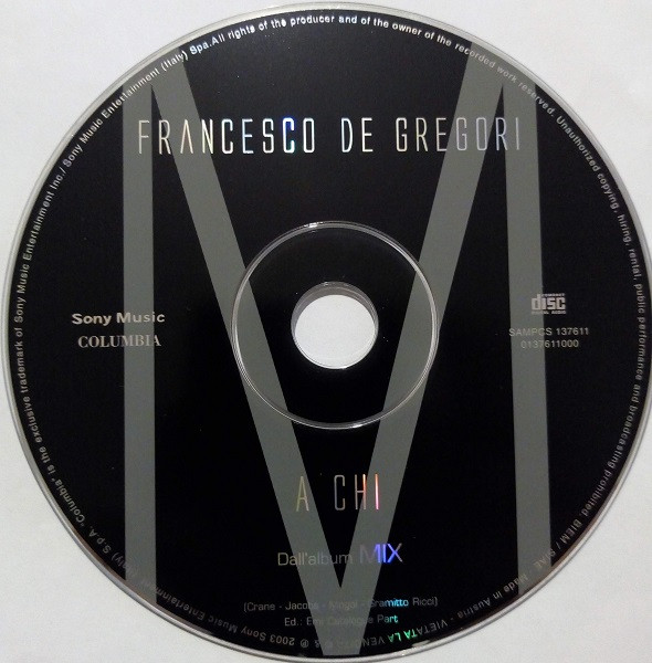 Francesco De Gregori – A Chi (2003, CD) - Discogs