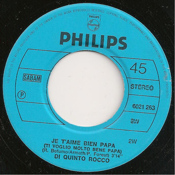 ladda ner album Di Quinto Rocco - Ti Voglio Molto Bene Papa Je TAime Bien Papa