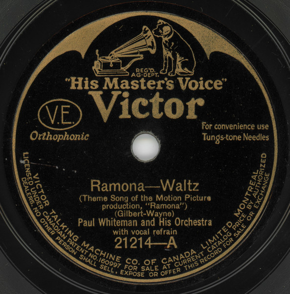 Paul Whiteman And His Orchestra – Ramona / Lonely Melody (1928 