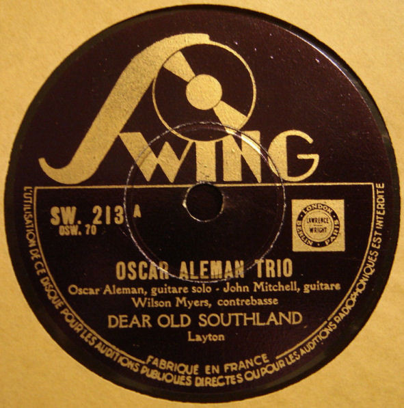 Oscar Aleman Trio – Dear Old Southland / Just A Little Swing (1946 