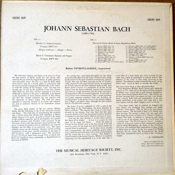 last ned album Johann Sebastian Bach, Robert VeyronLacroix - Italian Concerto F Major BWV 971 Chromatic Fantasy And Fugue D Major BWV 903 The Little Clavier Book Of Anna Magdalena Bach