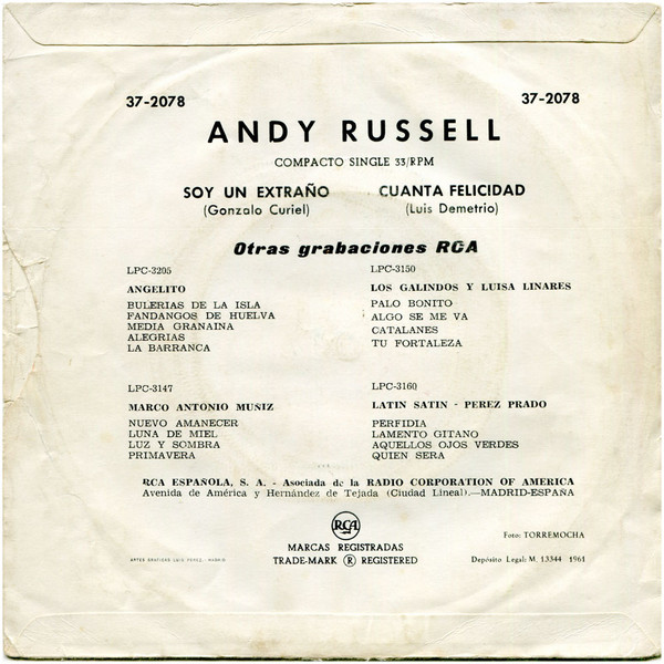 télécharger l'album Andy Russell - Soy Un Extraño Cuanta Felicidad