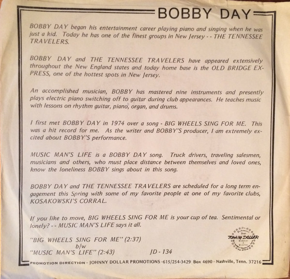 descargar álbum Bobby Day - Big Wheels Sing For Me Music Mans Life