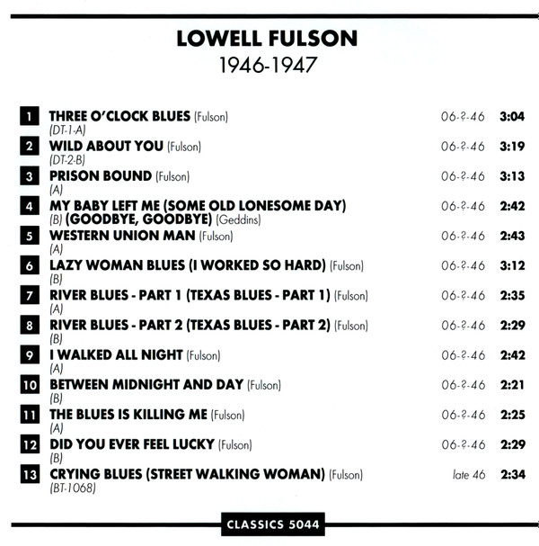 télécharger l'album Lowell Fulson - The Chronological Lowell Fulson 1946 1947
