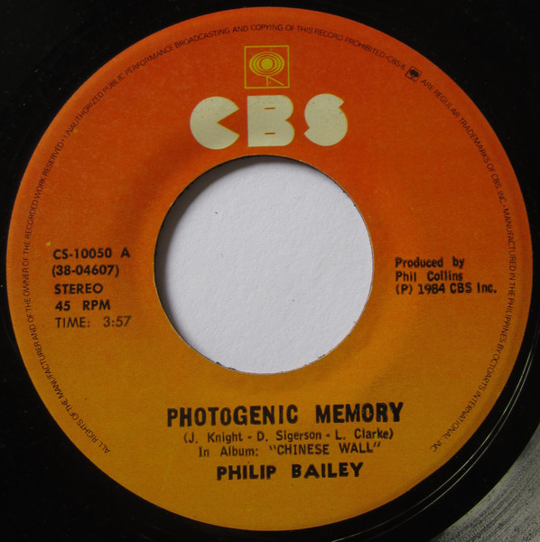 Maxi 45 RPM Philip Bailey Disk Photonegic Memory Film Chinese Wall