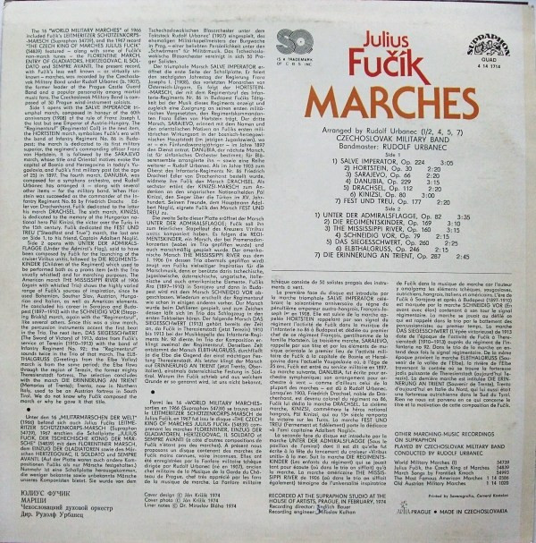 last ned album Download Julius Fučík, Czechoslovak Military Band, Rudolf Urbanec - Marches album