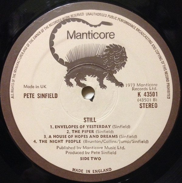 Pete Sinfield - Still | Manticore (K 43501) - 6