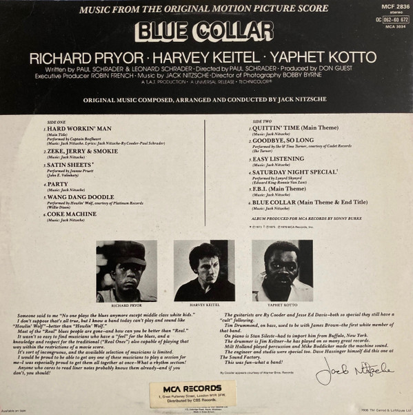 descargar álbum Various Jack Nitzsche - Blue Collar Music From The Original Motion Picture Score