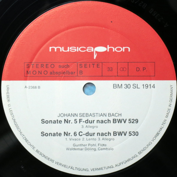 baixar álbum Johann Sebastian Bach, Gunther Pohl, Waldemar Döling - Sechs Sonaten Für Flöte Und Obligates Cembalo Nach BWV 525 530 Folge I