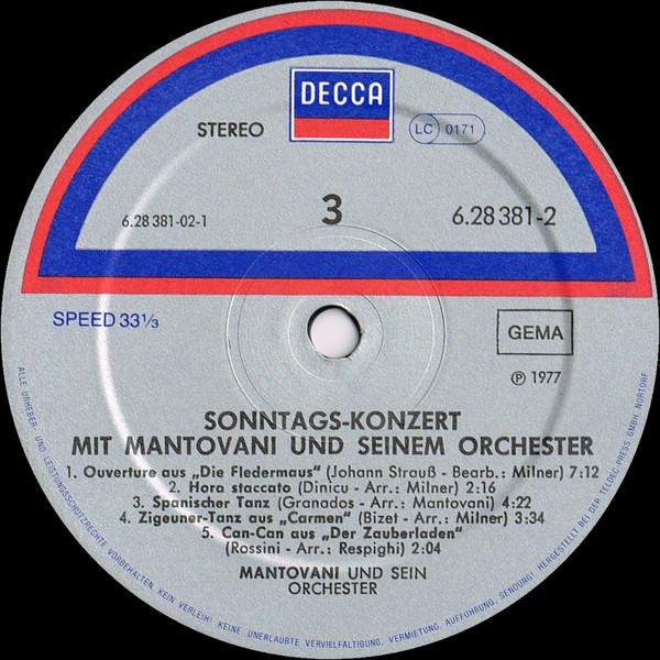 baixar álbum Mantovani Und Seinem Orchester - Sonntagskonzert Mit Mantovani Und Seinem Orchester