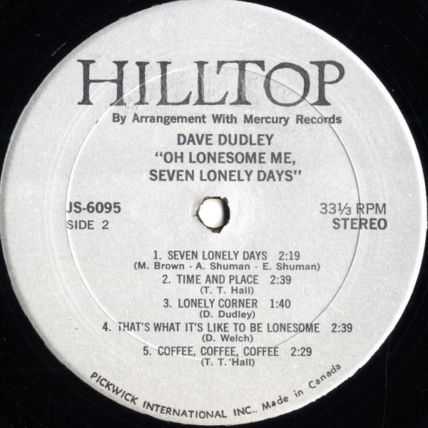 lataa albumi Dave Dudley - Oh Lonesome Me Seven Lonely Days