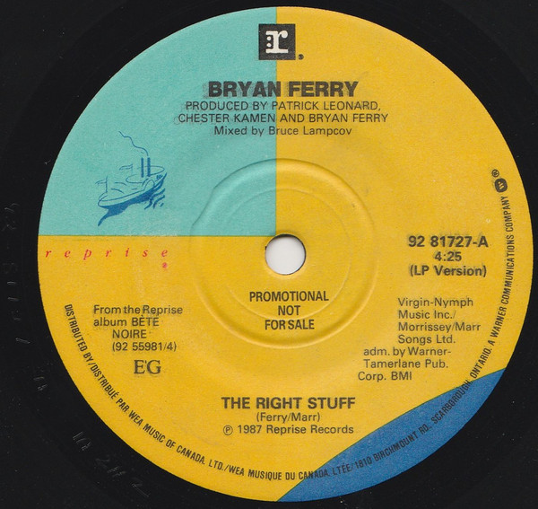 Bryan Ferry – The Right Stuff (1987, Solid Center Hole, Vinyl