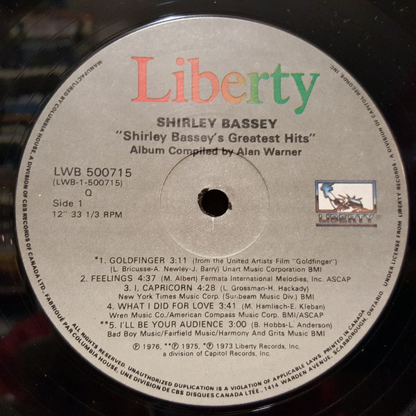 Shirley Bassey - Shirley Bassey's Greatest Hits | Liberty (LWB-500715) - 3