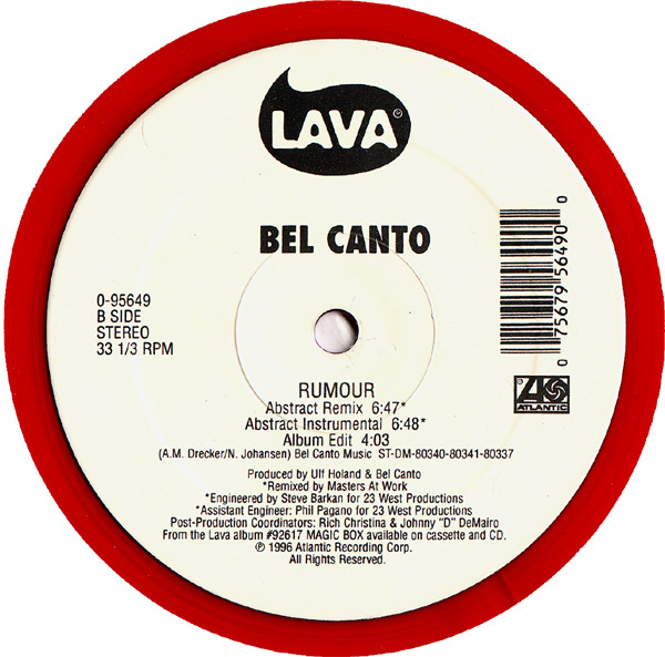 Bel Canto – Rumour (Remixes By Masters At Work) (1996, Red