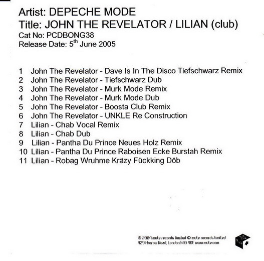 Album herunterladen Depeche Mode - John The Revelator Lilian Club