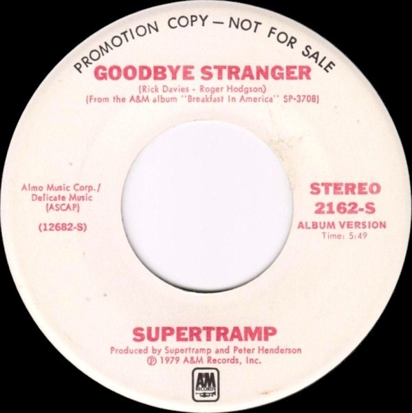 2 Supertramp Goodbye Stranger Jukebox Title Strips CD 7" 45RPM Records 