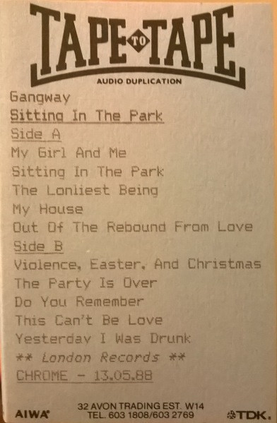 Gangway – Sitting In The Park (1988, CD) - Discogs