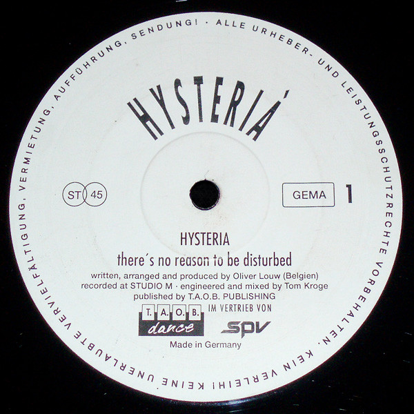 Hysterià* – Hysteria (There’s No Reason To Be Disturbed)