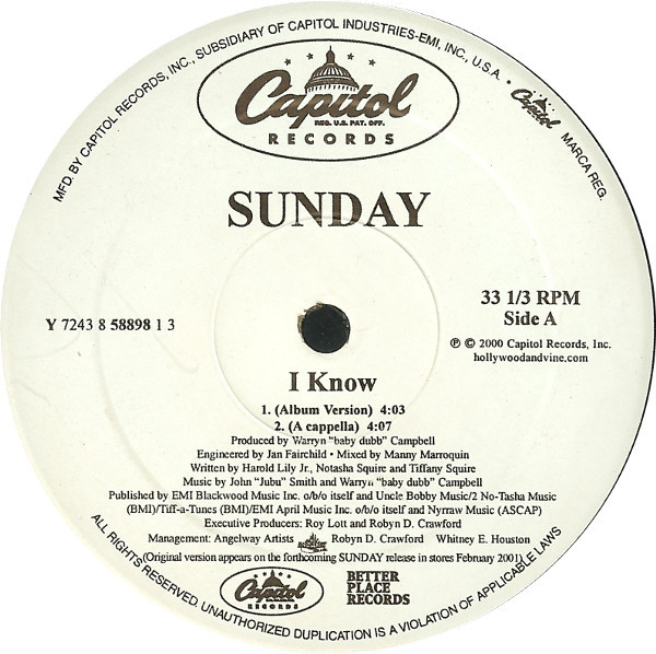 Sunday – I Know (2000, CD) - Discogs