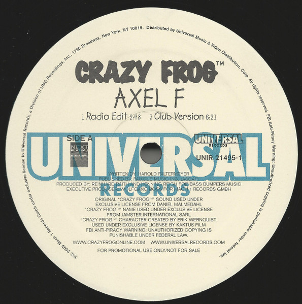 Crazy Frog – Axel F / Whoomp (There It Is) (2005, Vinyl) - Discogs