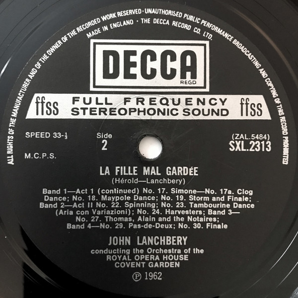 Hérold - Lanchbery , Orchestra Of The Royal Opera House, Covent Garden - La Fille Mal Gardée - Excerpts | Decca (SXL 2313) - 4