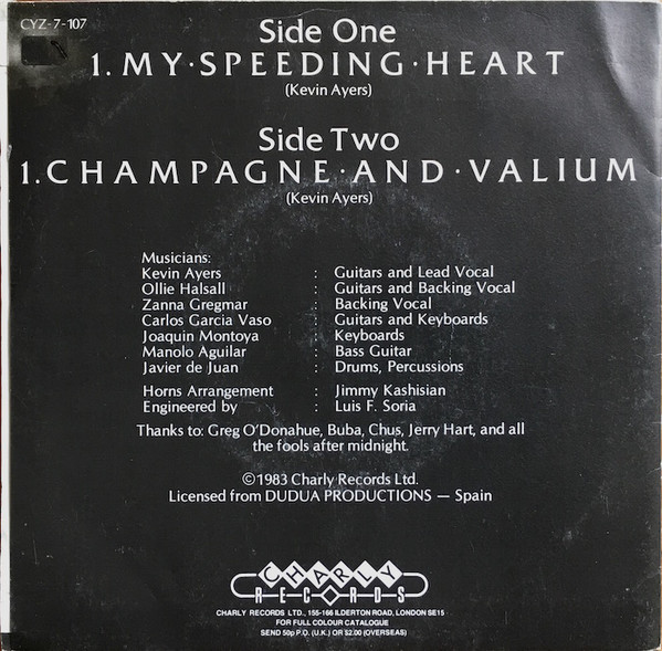 last ned album Kevin Ayers - My Speeding Heart Champagne And Valium