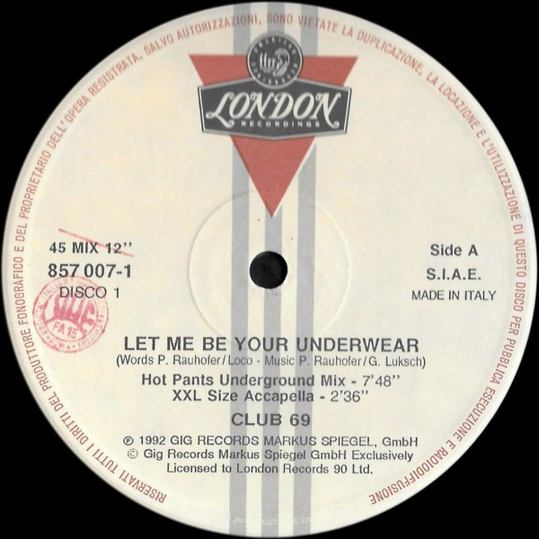 Club 69 – Let Me Be Your Underwear (1992, Vinyl) - Discogs