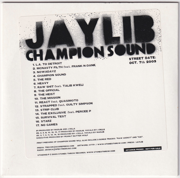 Jaylib - Champion Sound | Releases | Discogs