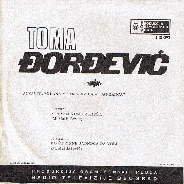 descargar álbum Toma Đorđević - Šta Sam Kome Zgrešio