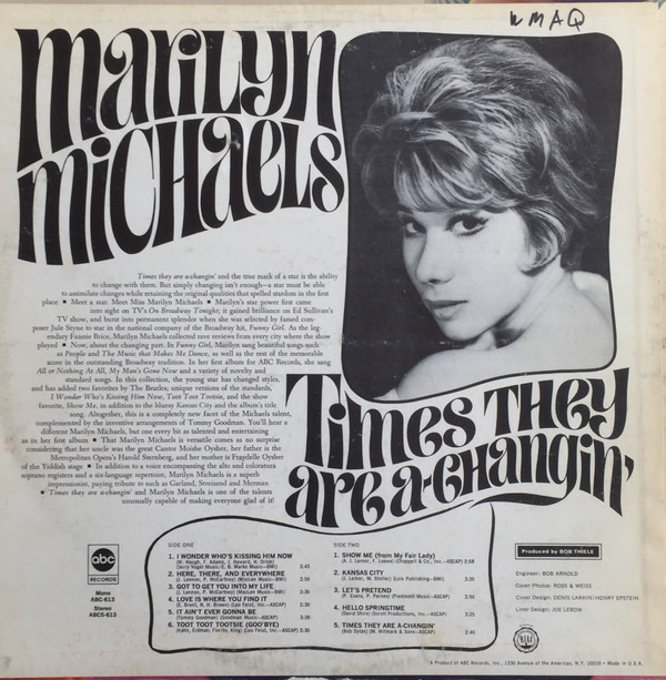 descargar álbum Marilyn Michaels - Times They Are A Changin