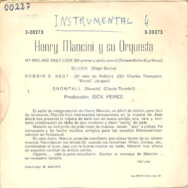 last ned album Henry Mancini - My One And Only Love Bijou Robbins Nest Snowfall