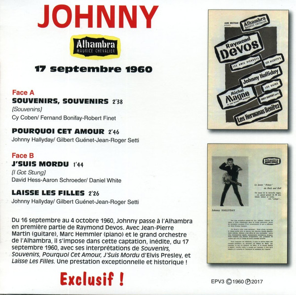 ladda ner album Johnny - Alhambra 17 Septembre 1960