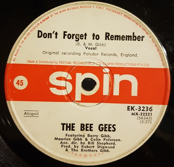 Bee Gees – Don't Forget To Remember / The Lord (1969, Vinyl) - Discogs