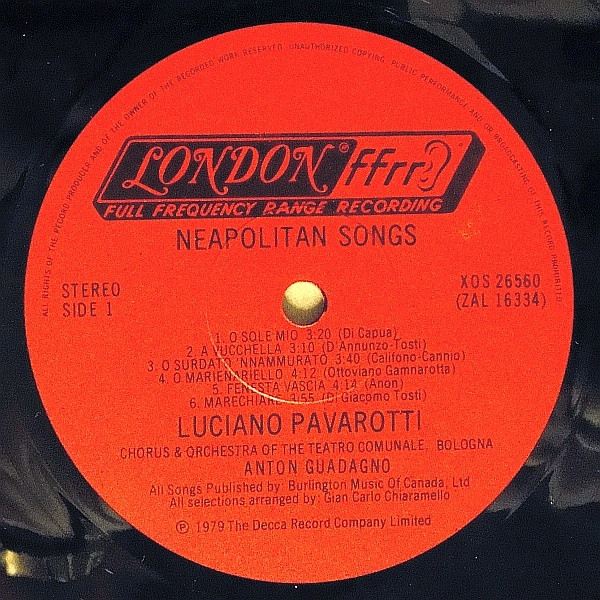 Luciano Pavarotti - O Sole Mio Favorite Neapolitan Songs | London Records (XOS 26560) - 5