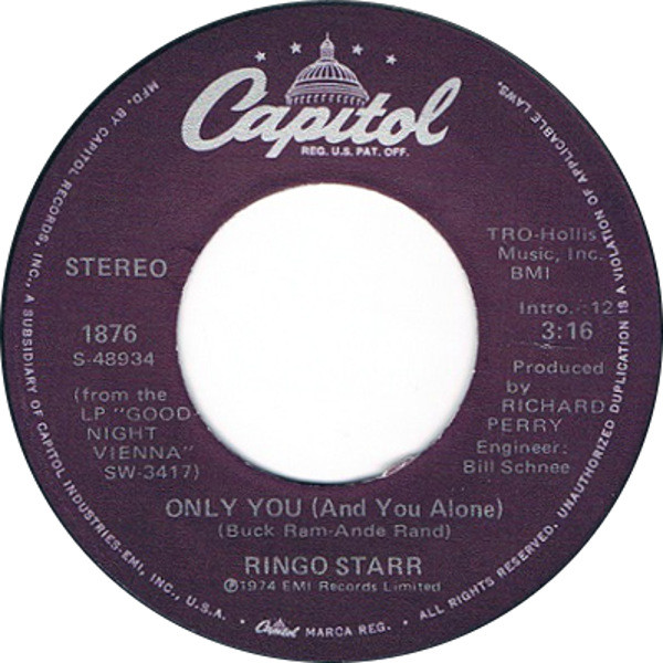 Ringo Starr – Only You (And You Alone) (1978, Los Angeles pressing