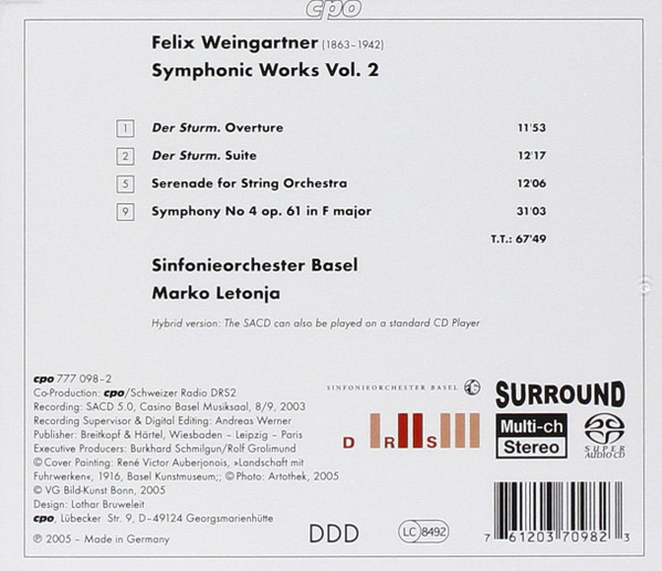 lataa albumi Felix Weingartner, Sinfonieorchester Basel, Marko Letonja - Symphony 4 Der Sturm