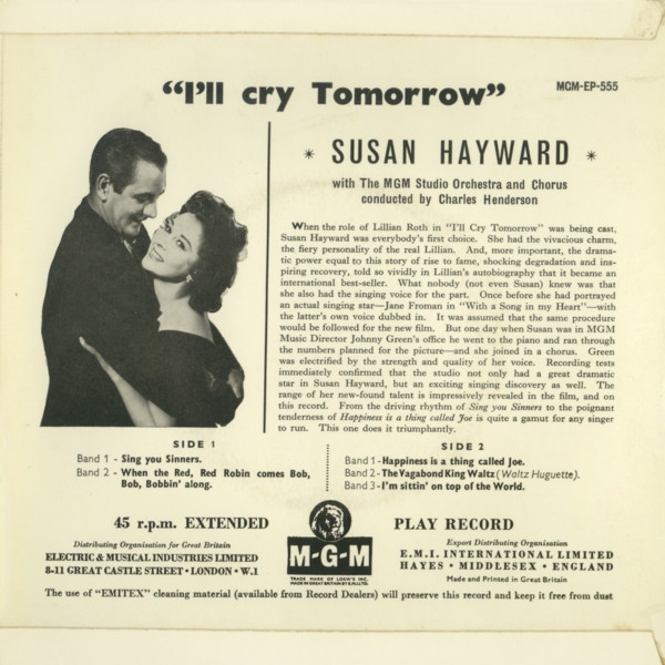descargar álbum Susan Hayward - Ill Cry Tomorrow